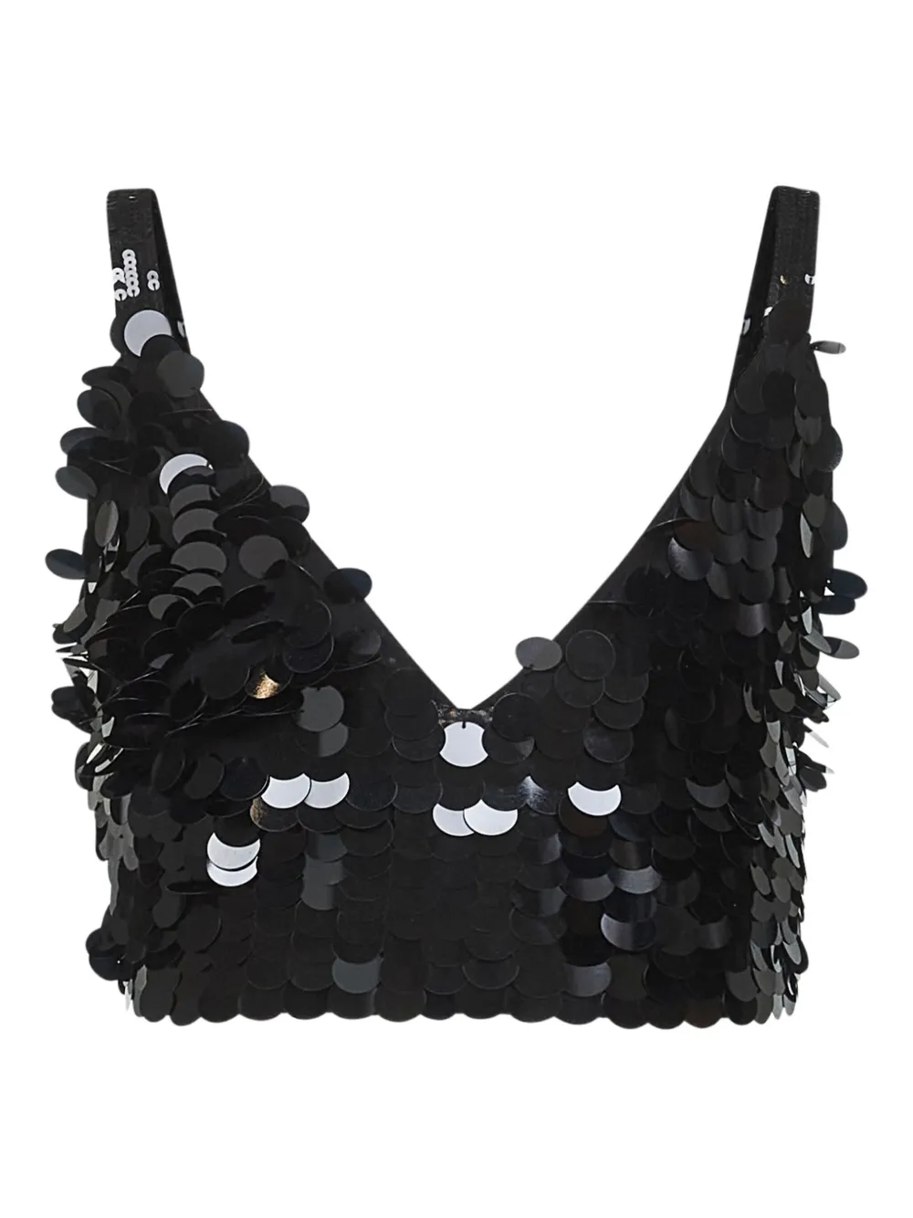 P.a.r.o.s.h Sequin-embellished V-neck Top In Black