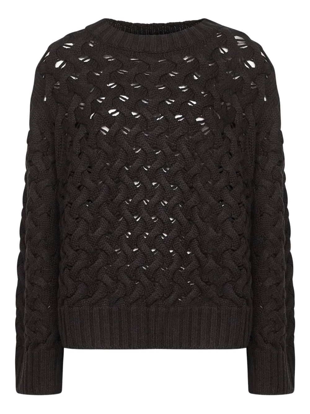 P.A.R.O.S.H. cable-knit open-weave sweater | Brown | Image 1