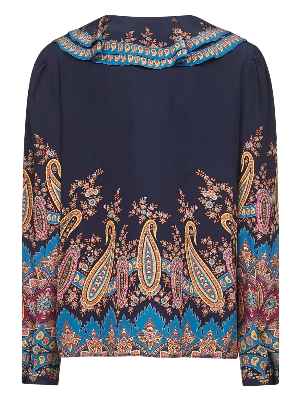 ETRO Top met paisley-print en ruches - Blauw