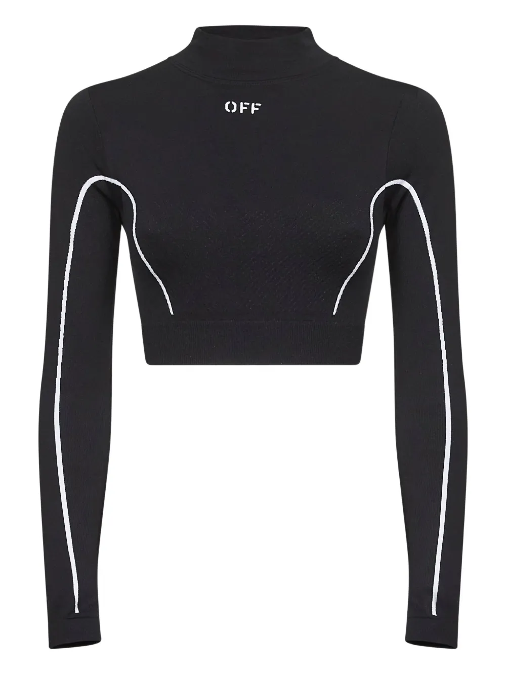 Off-White stripe-detail ribbed cropped sweatshirt | Black | Image 1