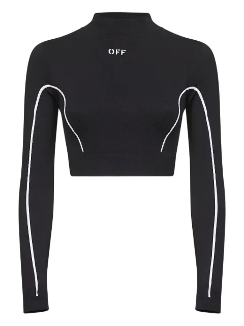 Off-White stripe-detail ribbed cropped sweatshirt