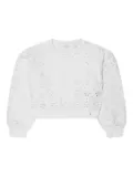 guess kids eyelet-embroidered sweatshirt - White