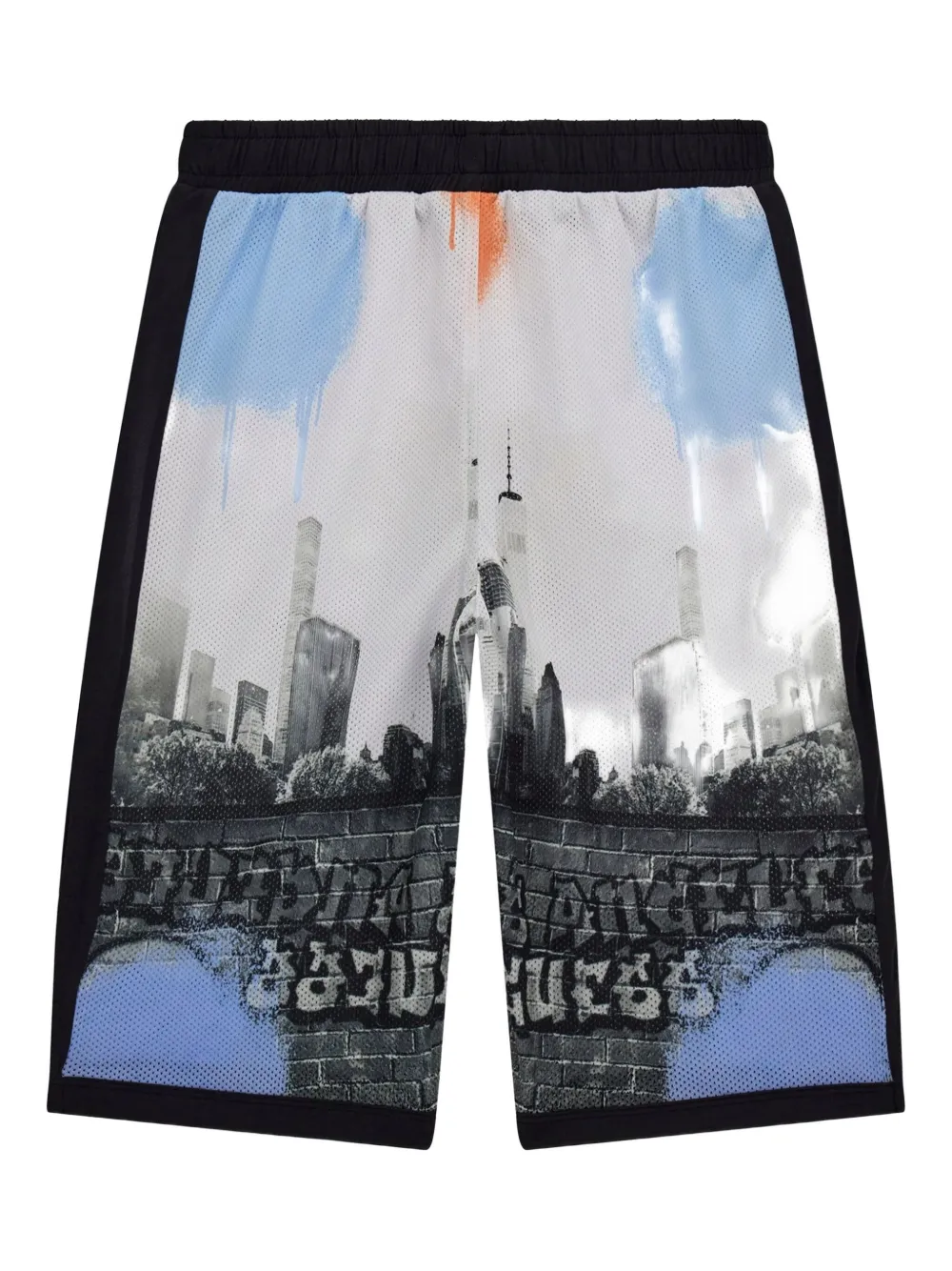 Guess Boys Urban City Print Shorts In Black
