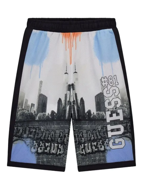 guess kids bermudas casual con motivo de perfil urbano