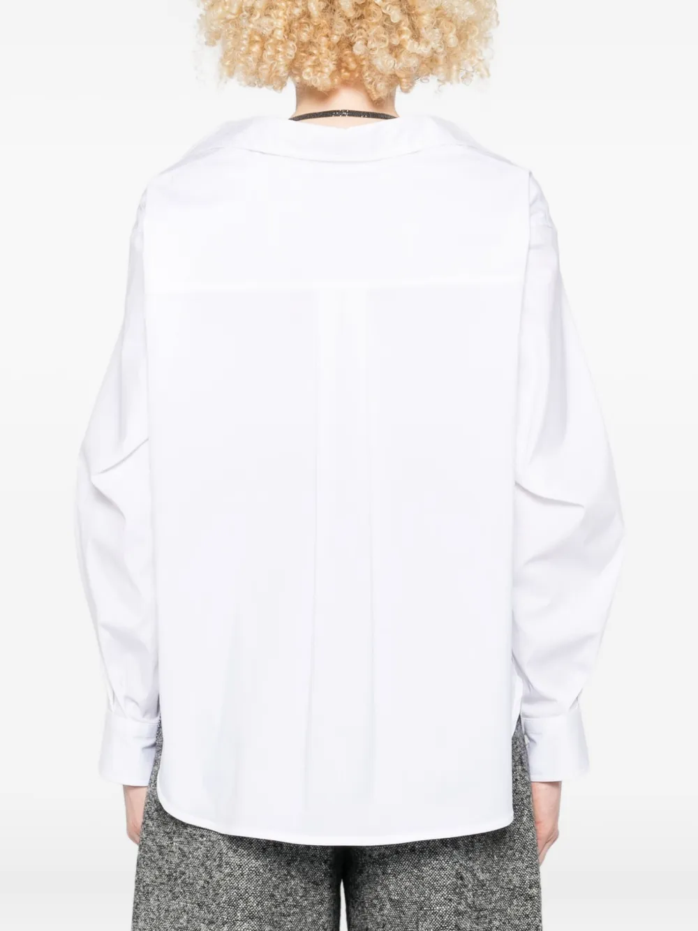 Brunello Cucinelli Button-up Curved-hem Shirt In White