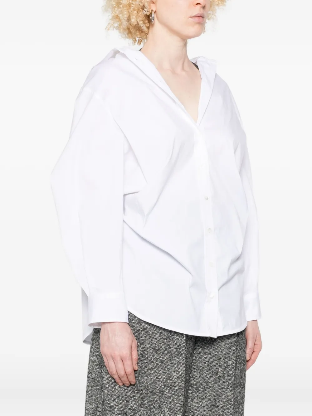 Brunello Cucinelli Button-up Curved-hem Shirt In White