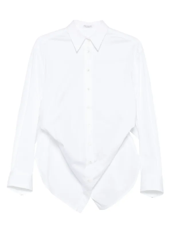 Brunello Cucinelli Button-up Curved-hem Shirt in White