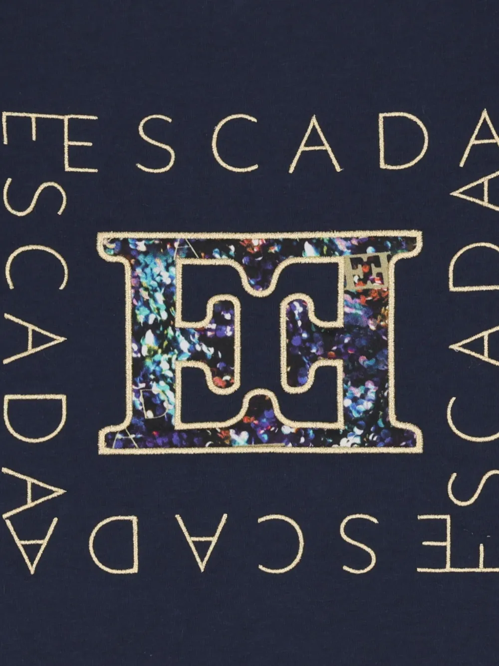 Escada Logo-embellished Long-sleeve Blouse In Blue