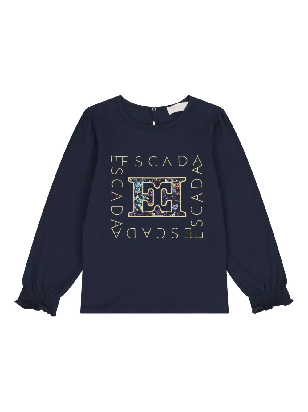Escada Kids logo-embellished long-sleeve blouse | Blue | Image 1