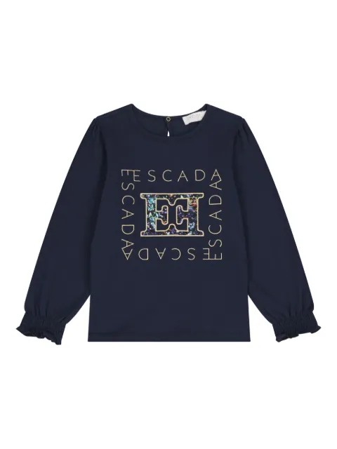 Escada Kids logo-embellished long-sleeve blouse 