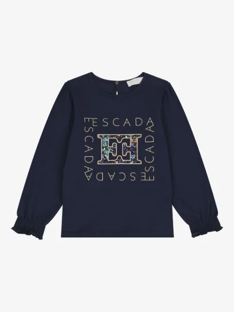 Escada Kids logo-embellished long-sleeve blouse
