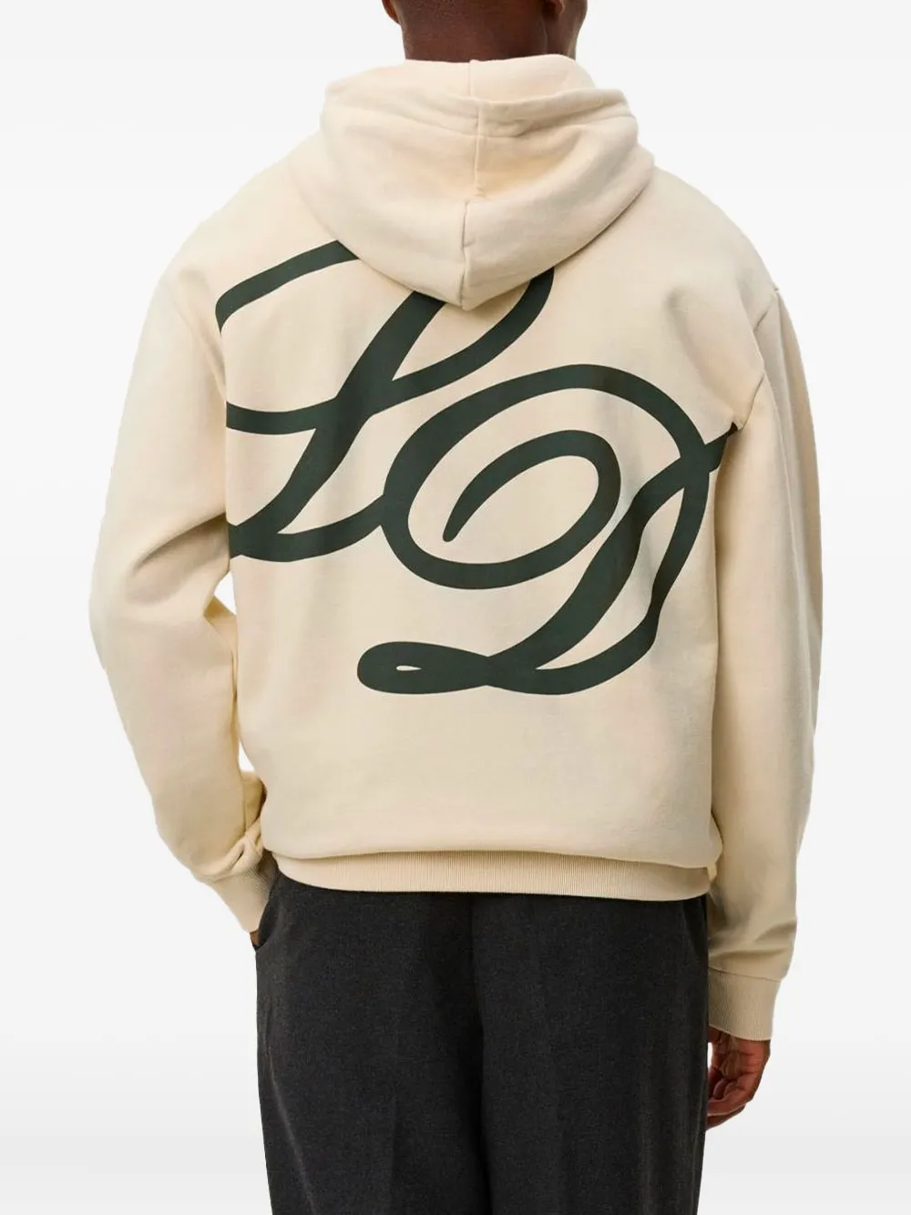Les Deux Katoenen hoodie met geborduurd logo Beige