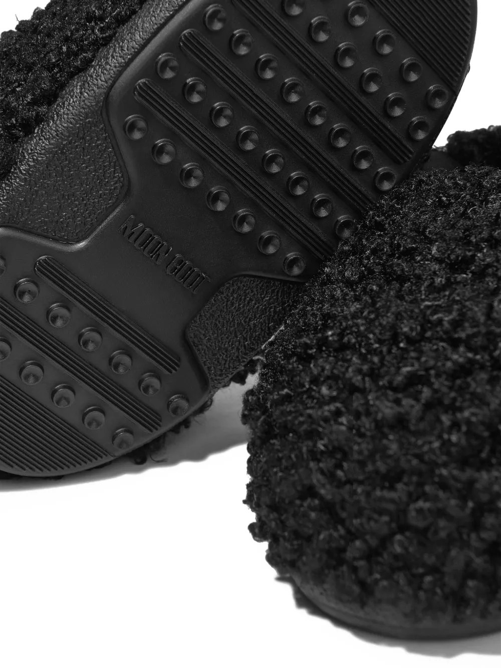 Moon Boot Kids faux-curly-fur slippers Black