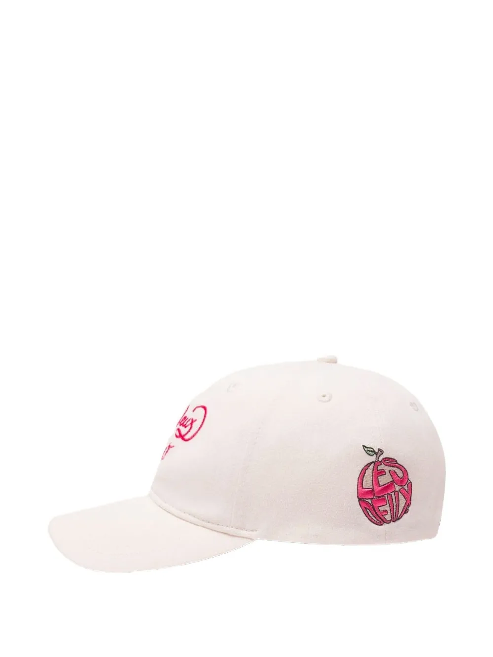 Les Deux Orchard Apple-embroidered Dad Cap In White