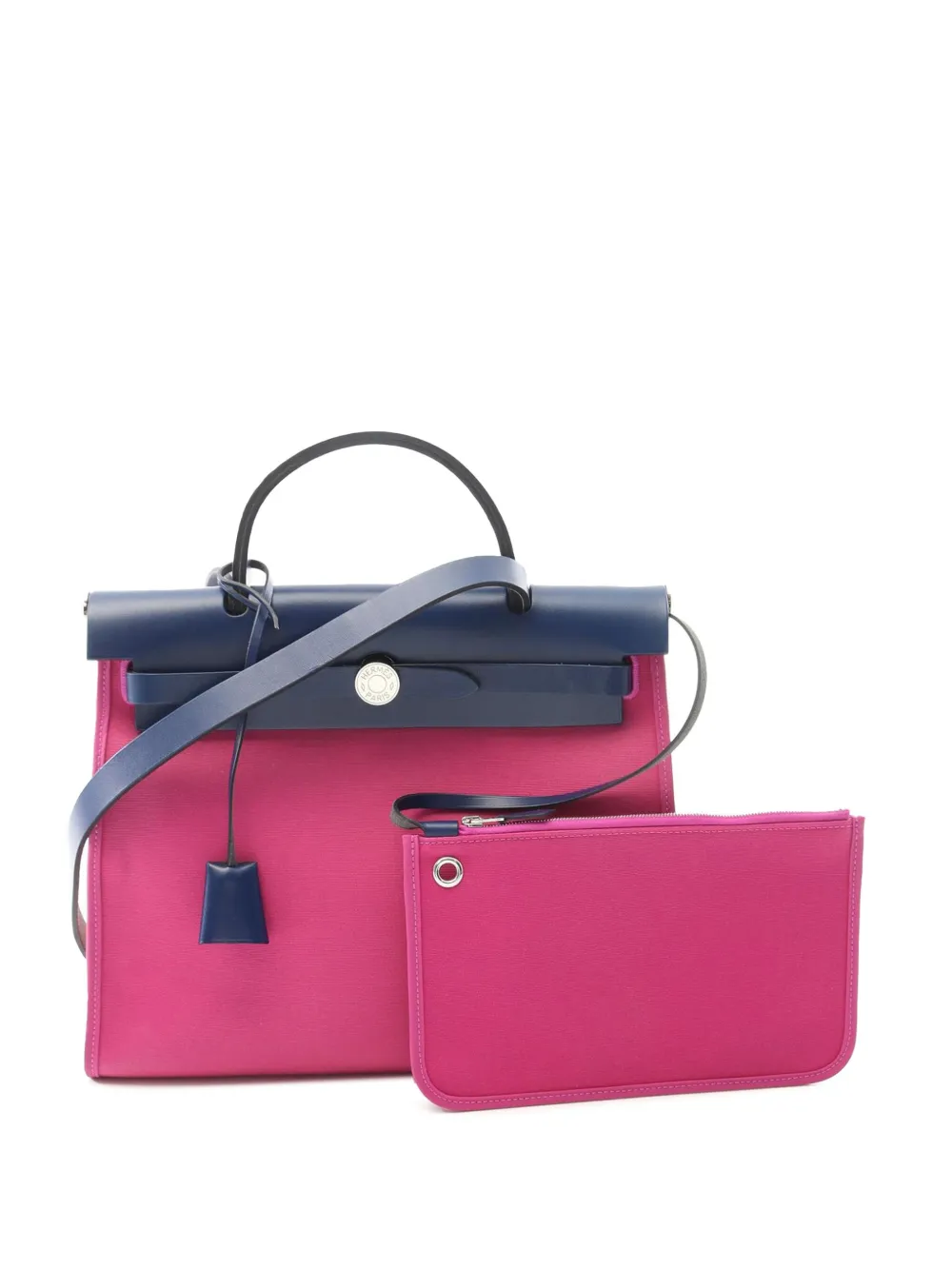 Pre-owned Hermes 2018 Toile Herbag Zip 31 Satchel In Pink