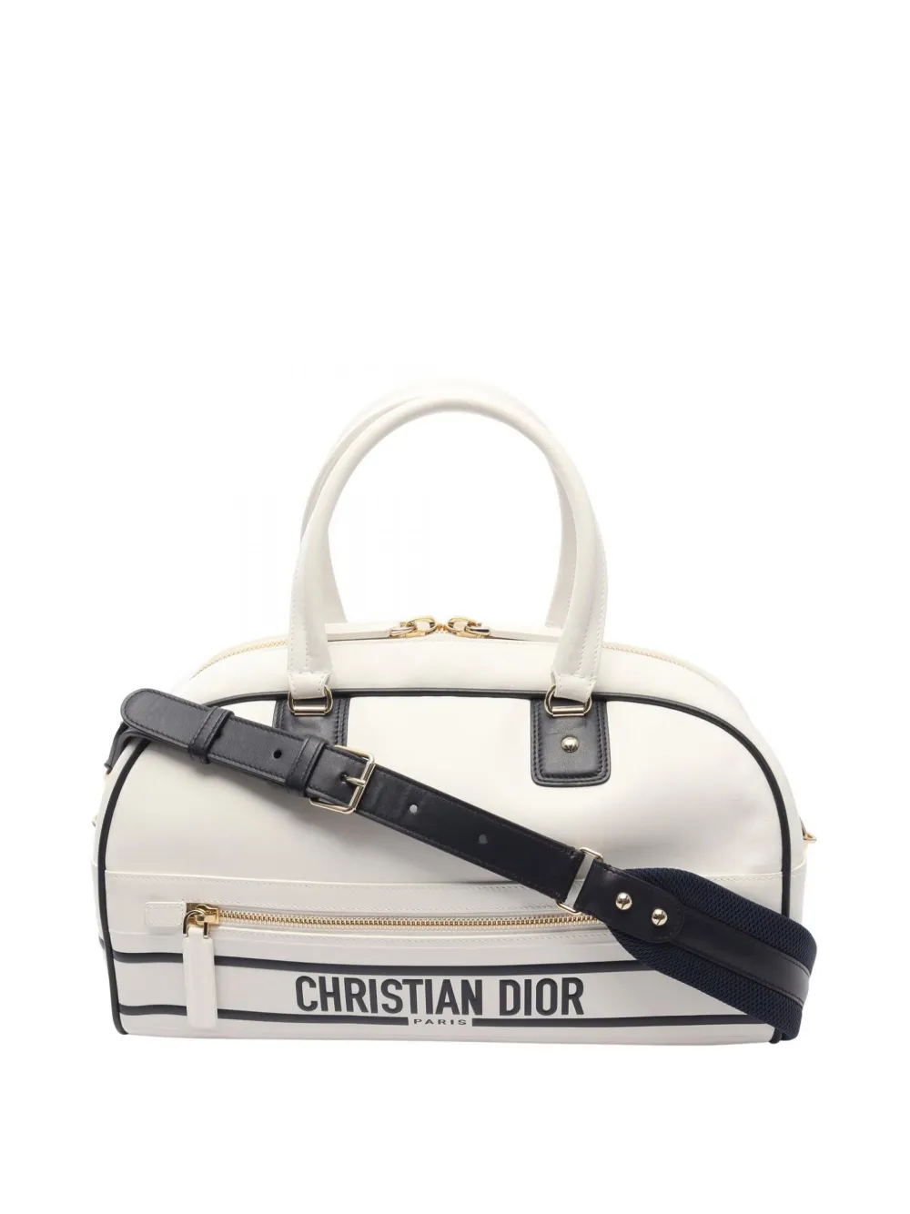 Christian Dior Pre-Owned 2021-2025 Medium Leather Dior Vibe Bowling Bag satchel | White | Image 1