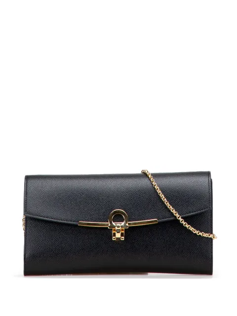 Ferragamo Pre-Owned 2020-2025 Leather Gancini Icona Clutch on Chain shoulder bag