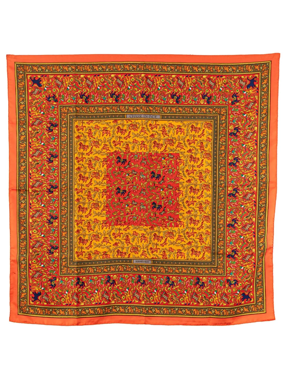 Hermès Pre-Owned 1999-2007 Chasse en Inde Silk Scarf scarves | Orange | Image 1