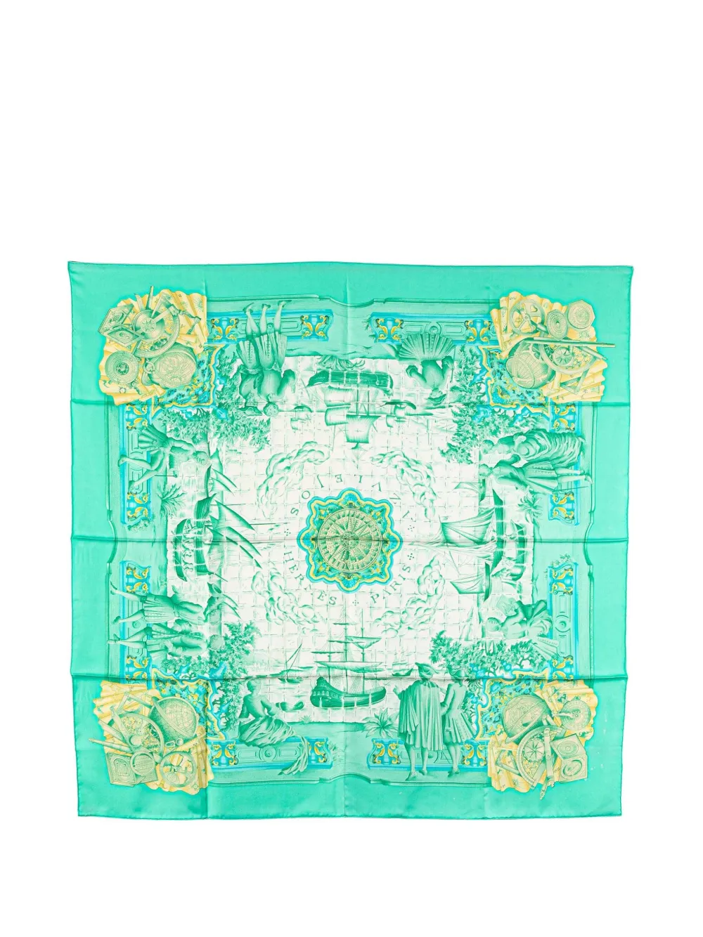Hermès Pre-Owned 1990-1998 Azulejos Silk Scarf scarves | Green | Image 1