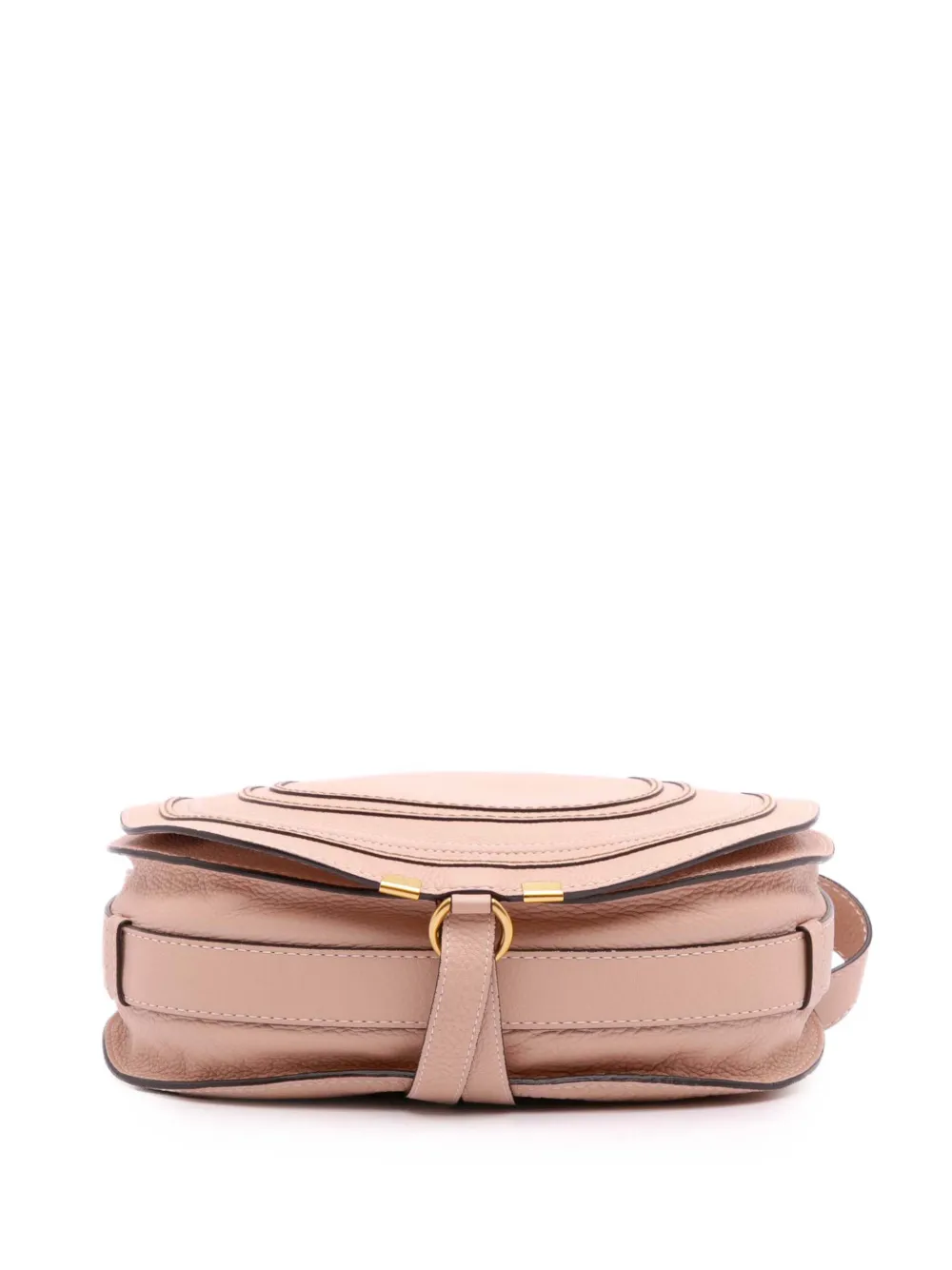 Pre-owned Chloé 2002-2025 Small Grained Leather Marcie Saddle Crossbody Bag In Pink
