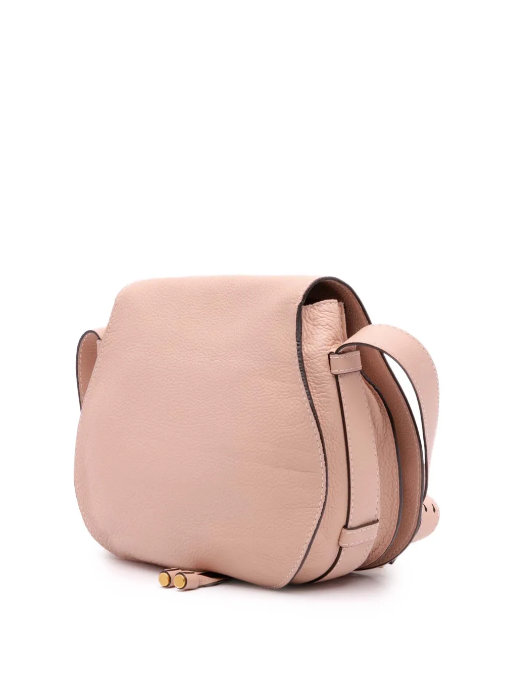 Pre-owned Chloé 2002-2025 Small Grained Leather Marcie Saddle Crossbody Bag In Pink