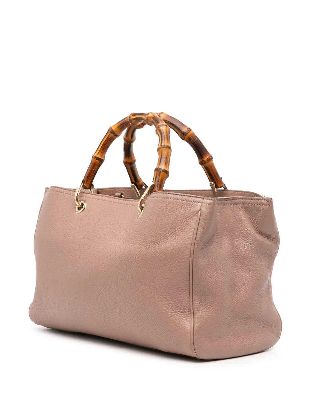 Pre-owned Gucci 2016-2025 Medium Calfskin Bamboo Shopper Satchel In Brown