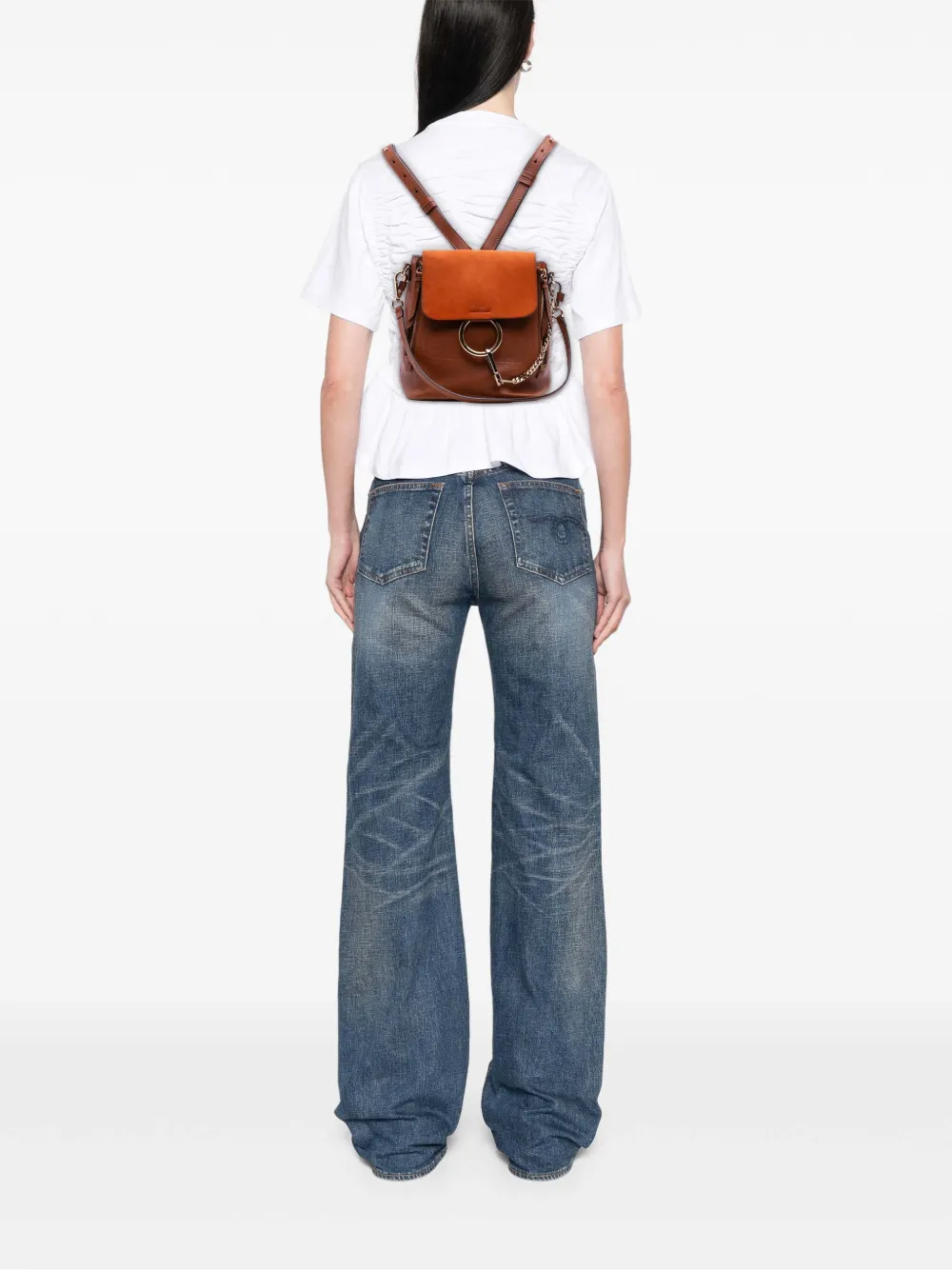 Chloé Pre-Owned 2018 Medium Calfskin and Suede Faye backpack | Pre-Owned | Image 2