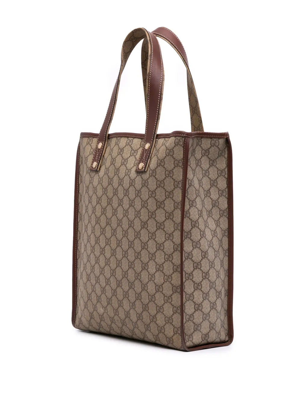 Pre-owned Gucci 2016-2025 Gg Supreme Web Tote Bag In Brown