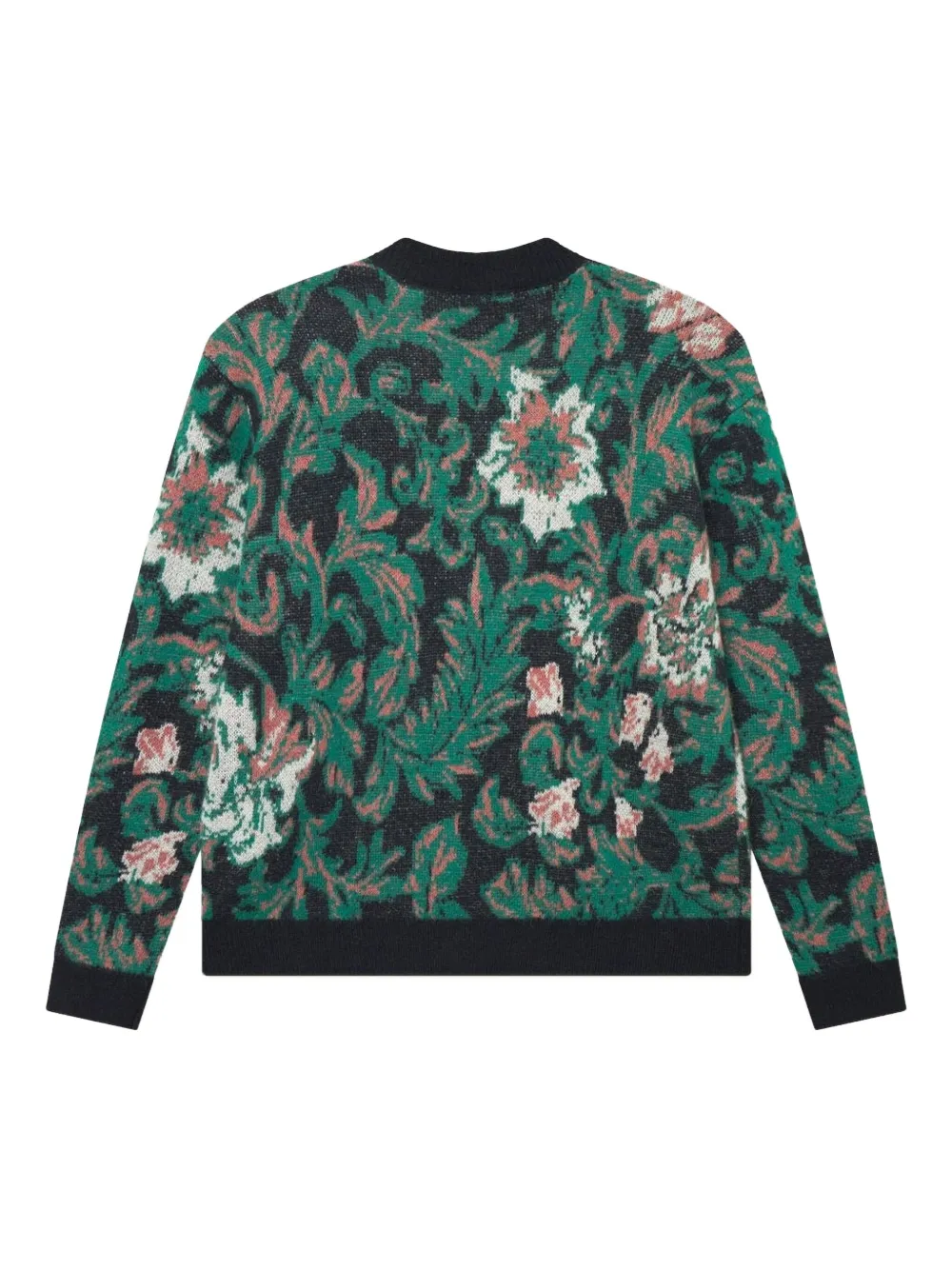 Les Deux Alex Jacquard-floral Cardigan In Black