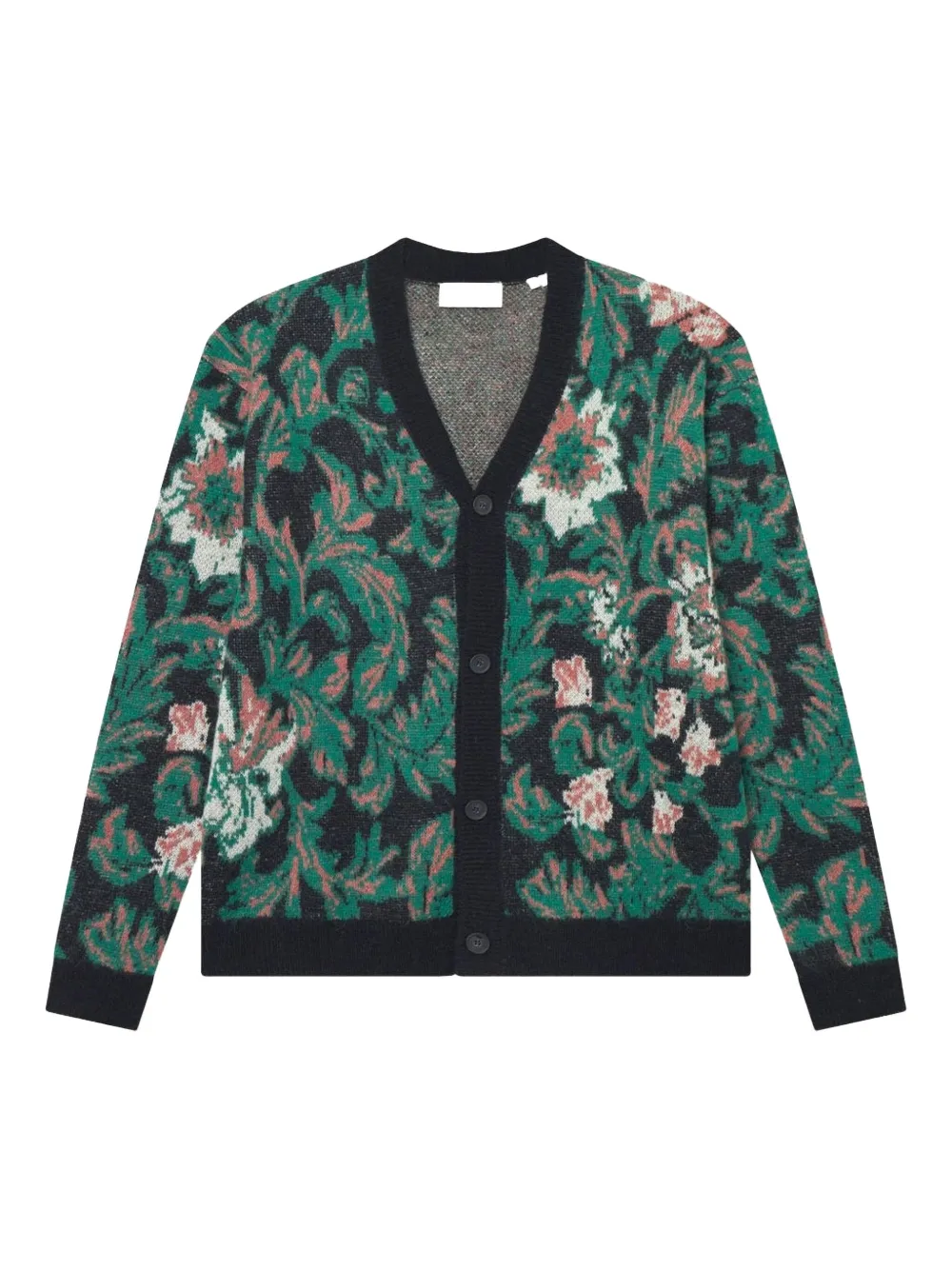 Les Deux Alex Jacquard-floral Cardigan In Black