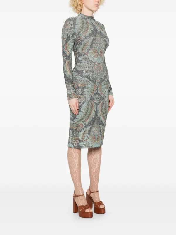 ETRO フローラル ハイネックドレス | ブルー | FARFETCH JP