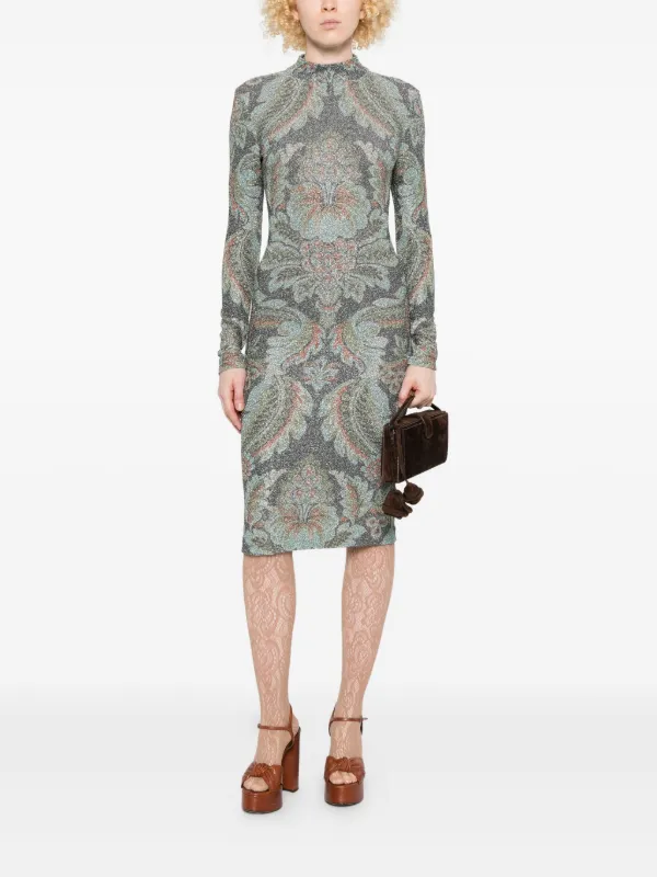 ETRO フローラル ハイネックドレス | ブルー | FARFETCH JP