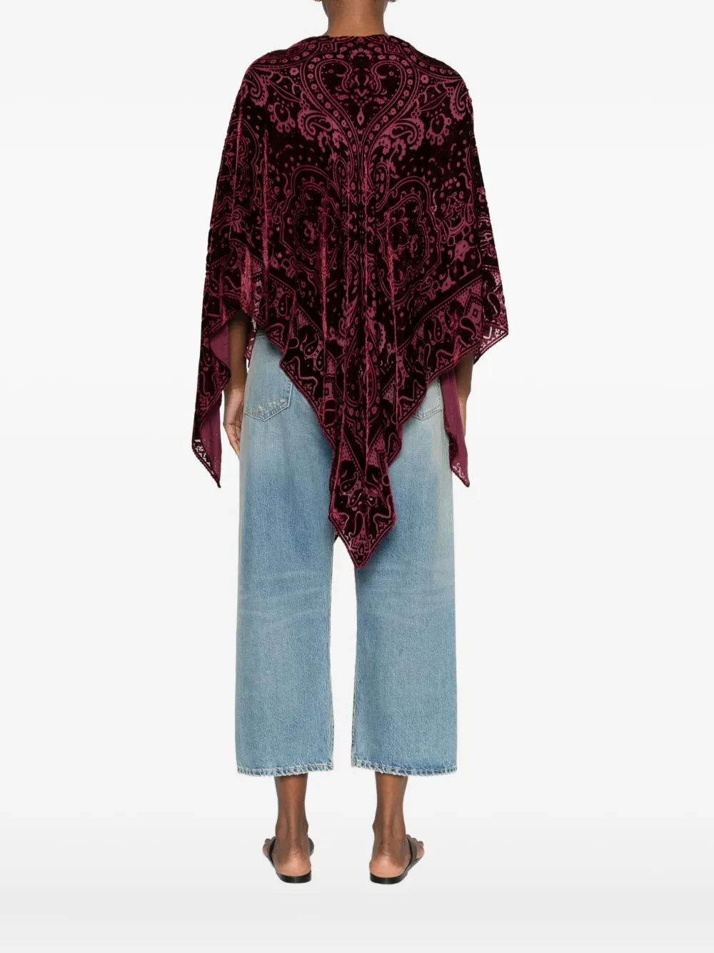 Etro Paisley-pattern Velvet Poncho In Red