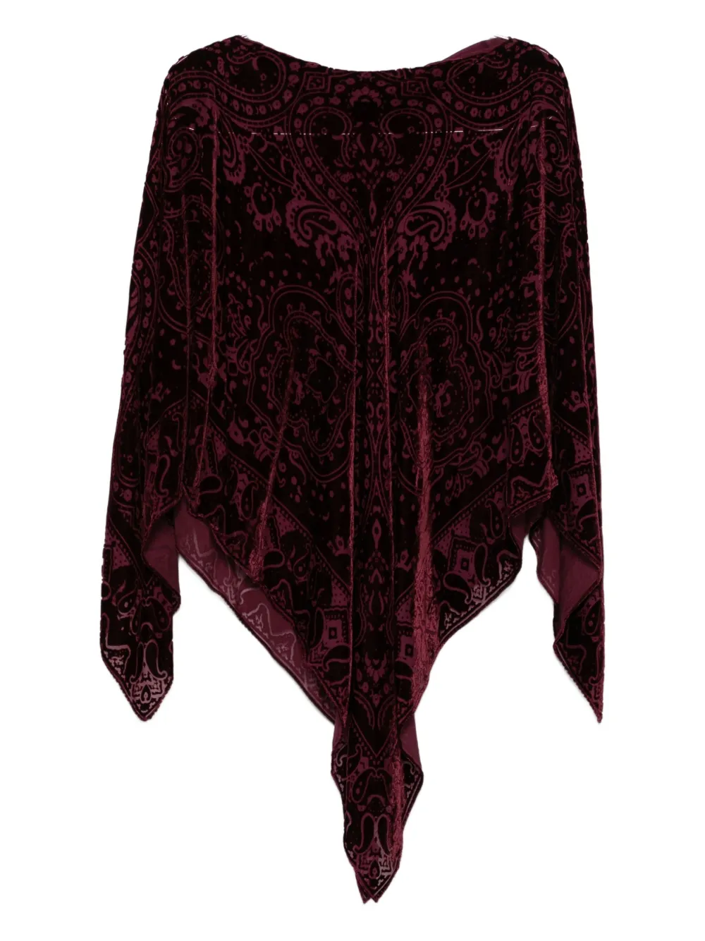Etro Paisley-pattern Velvet Poncho In Red