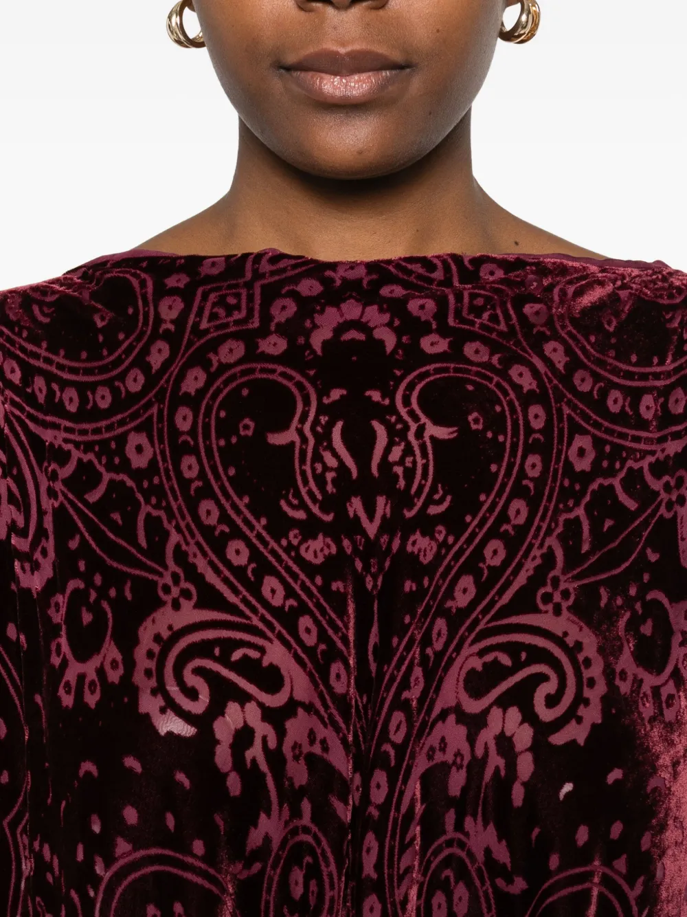 Etro Paisley-pattern Velvet Poncho In Red