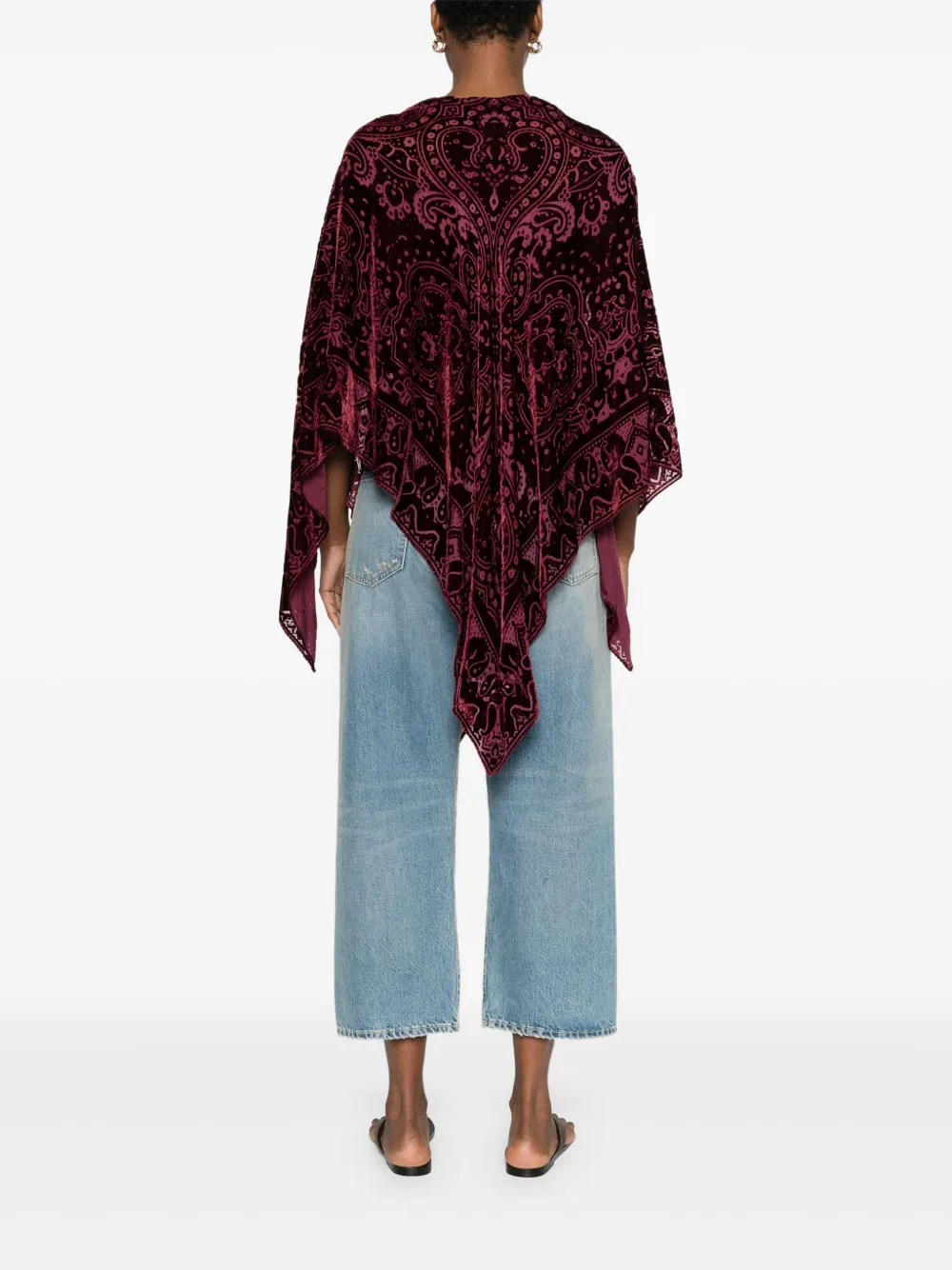 ETRO Fluwelen poncho met paisley-print Rood