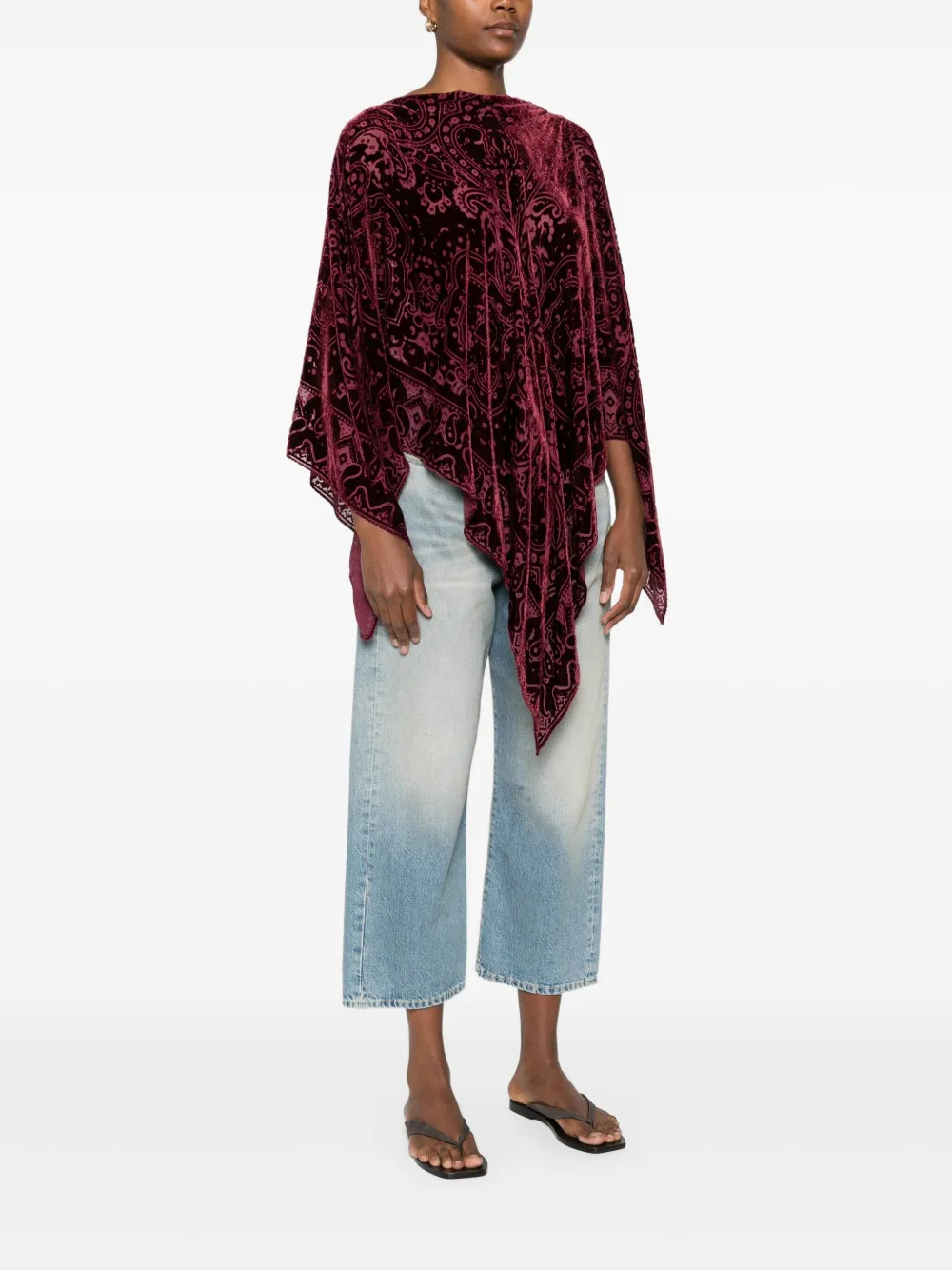 ETRO Fluwelen poncho met paisley-print Rood