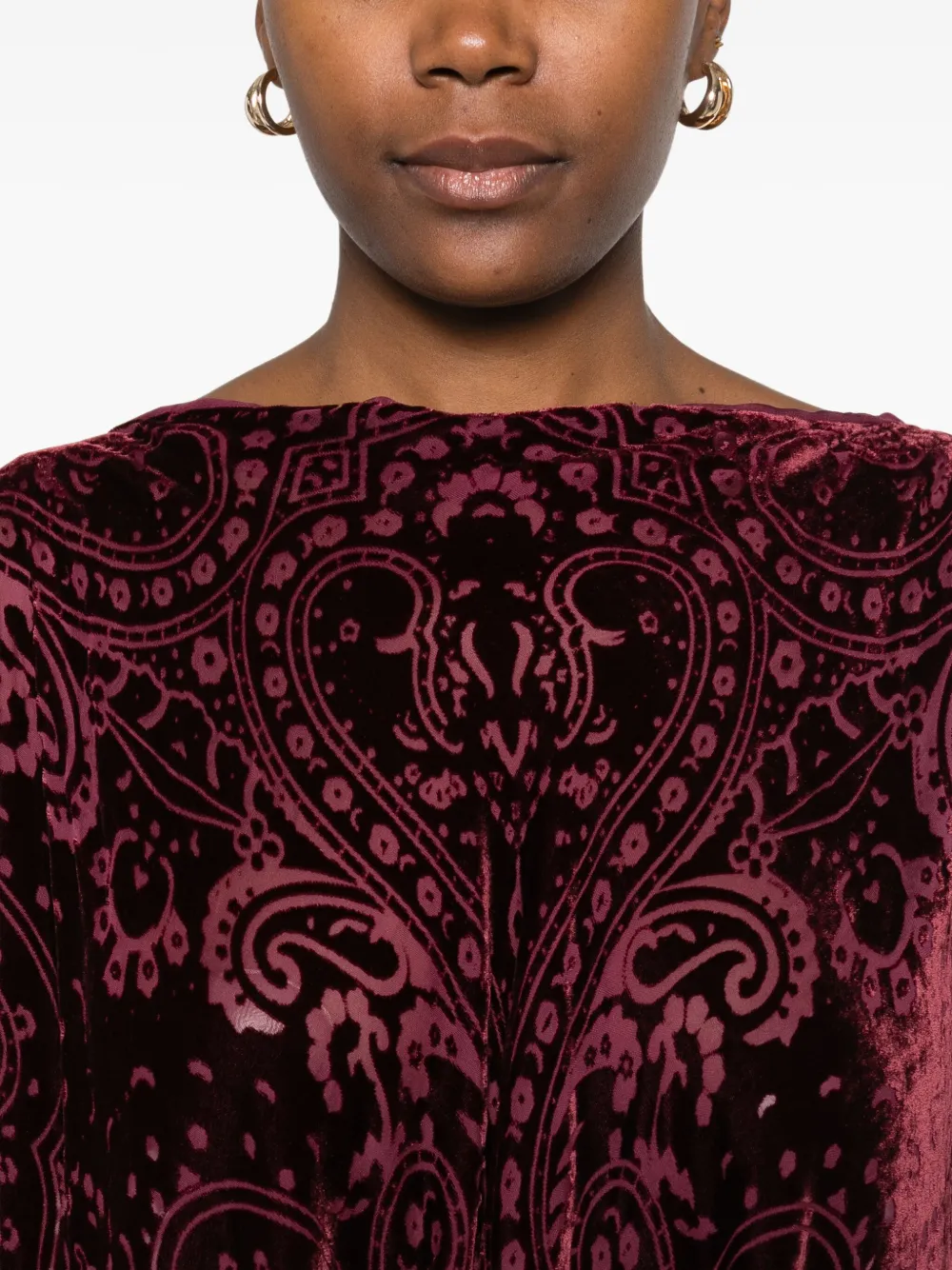 ETRO Fluwelen poncho met paisley-print Rood