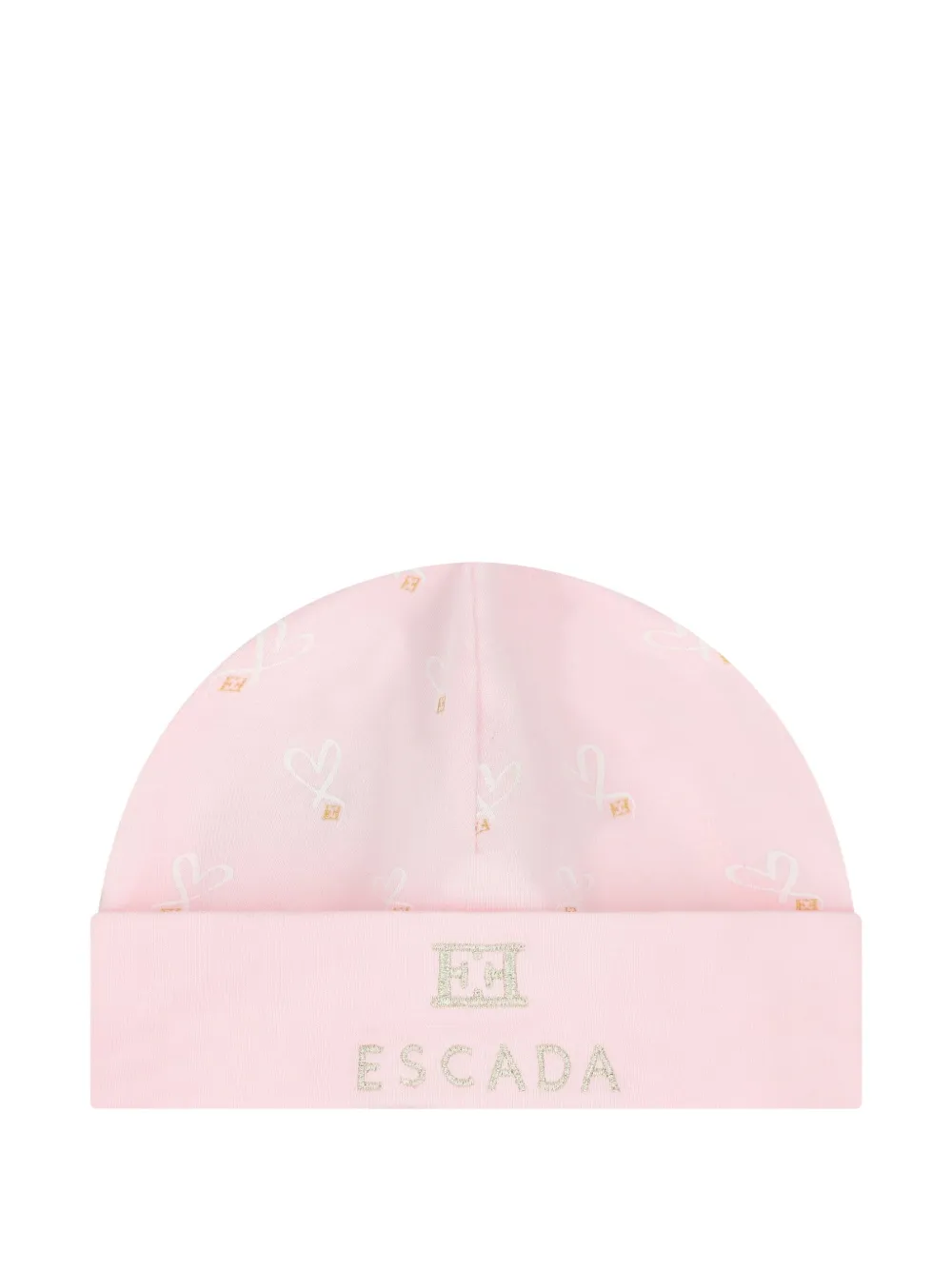 Escada Kids hearts-print logo beanie hat | Pink | Image 1