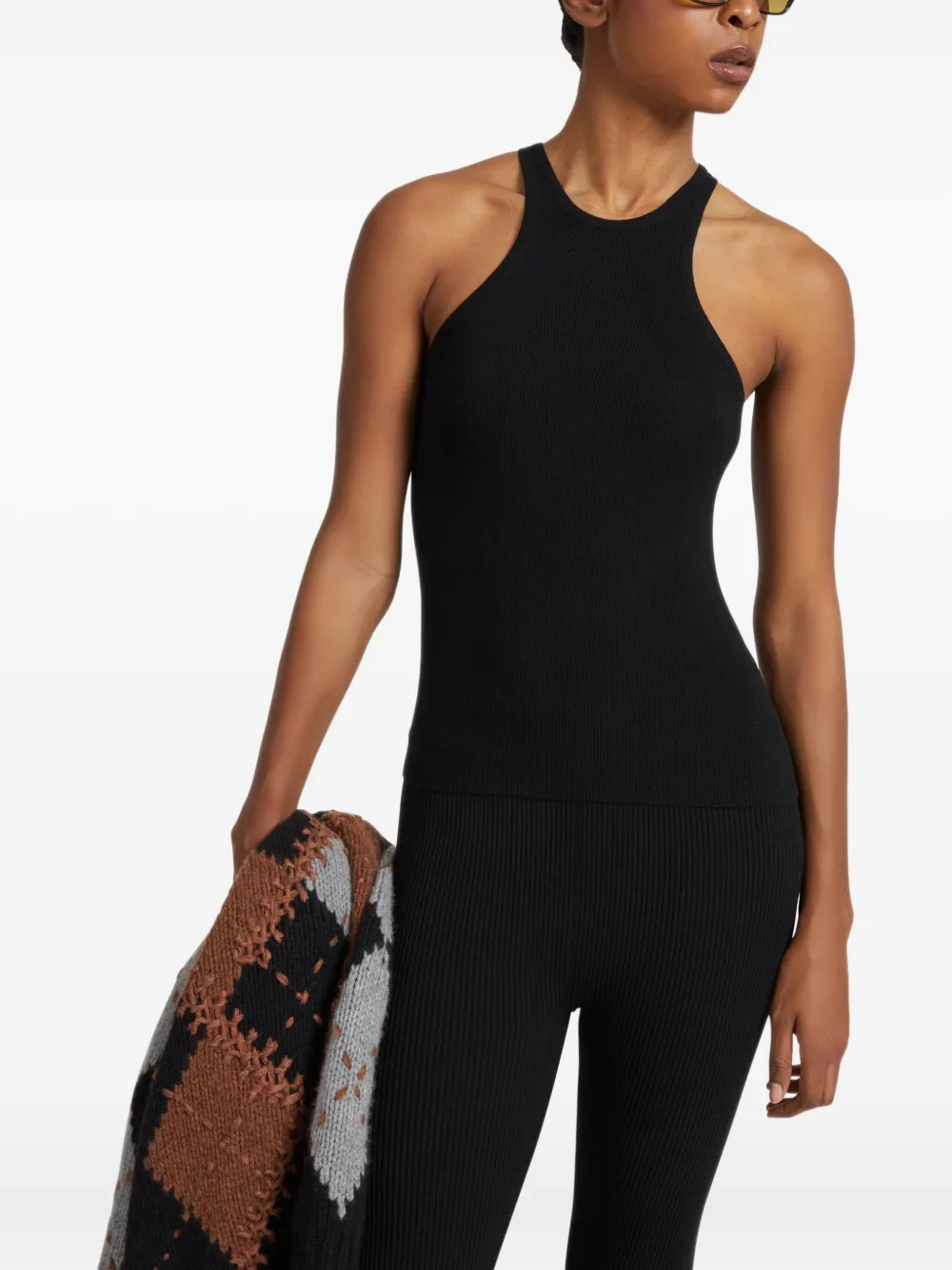 Ermanno Scervino Geribbelde haltertop Zwart