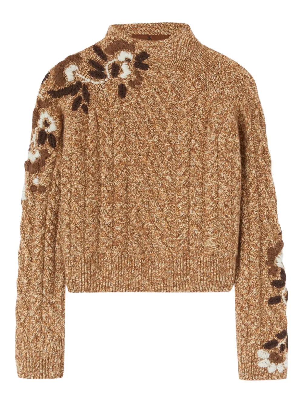Ermanno Scervino cable-knit floral-embroidered sweater | Neutrals | Image 1