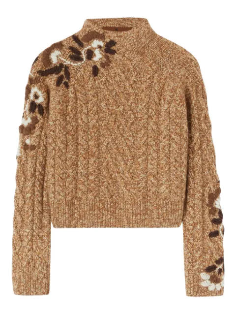 Ermanno Scervino cable-knit floral-embroidered sweater