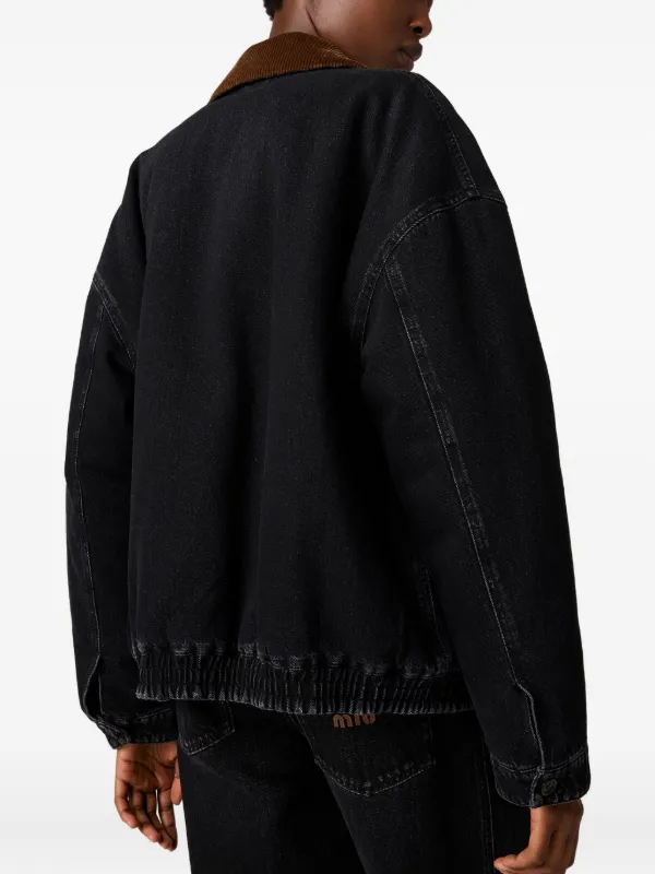 Miu Miu Black Denim Blouson Jacket | Black | FARFETCH