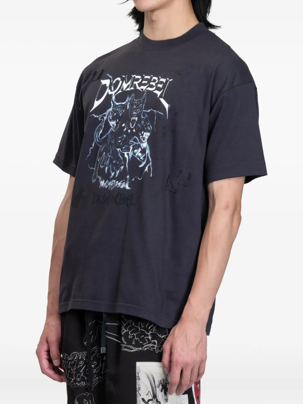 Domrebel Puppy Dog-head T-shirt In Black