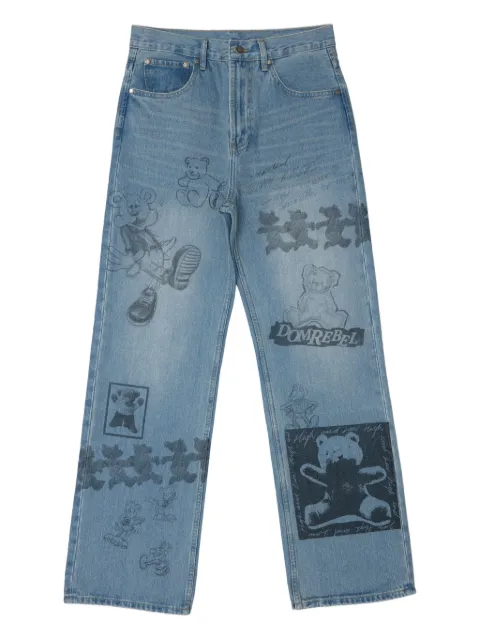 DOMREBEL graphic-print wide-leg jeans