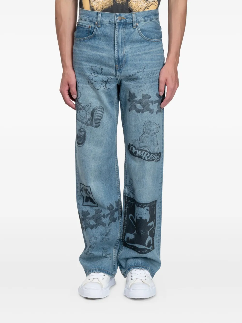DOMREBEL Jeans met wijde pijpen - Blauw