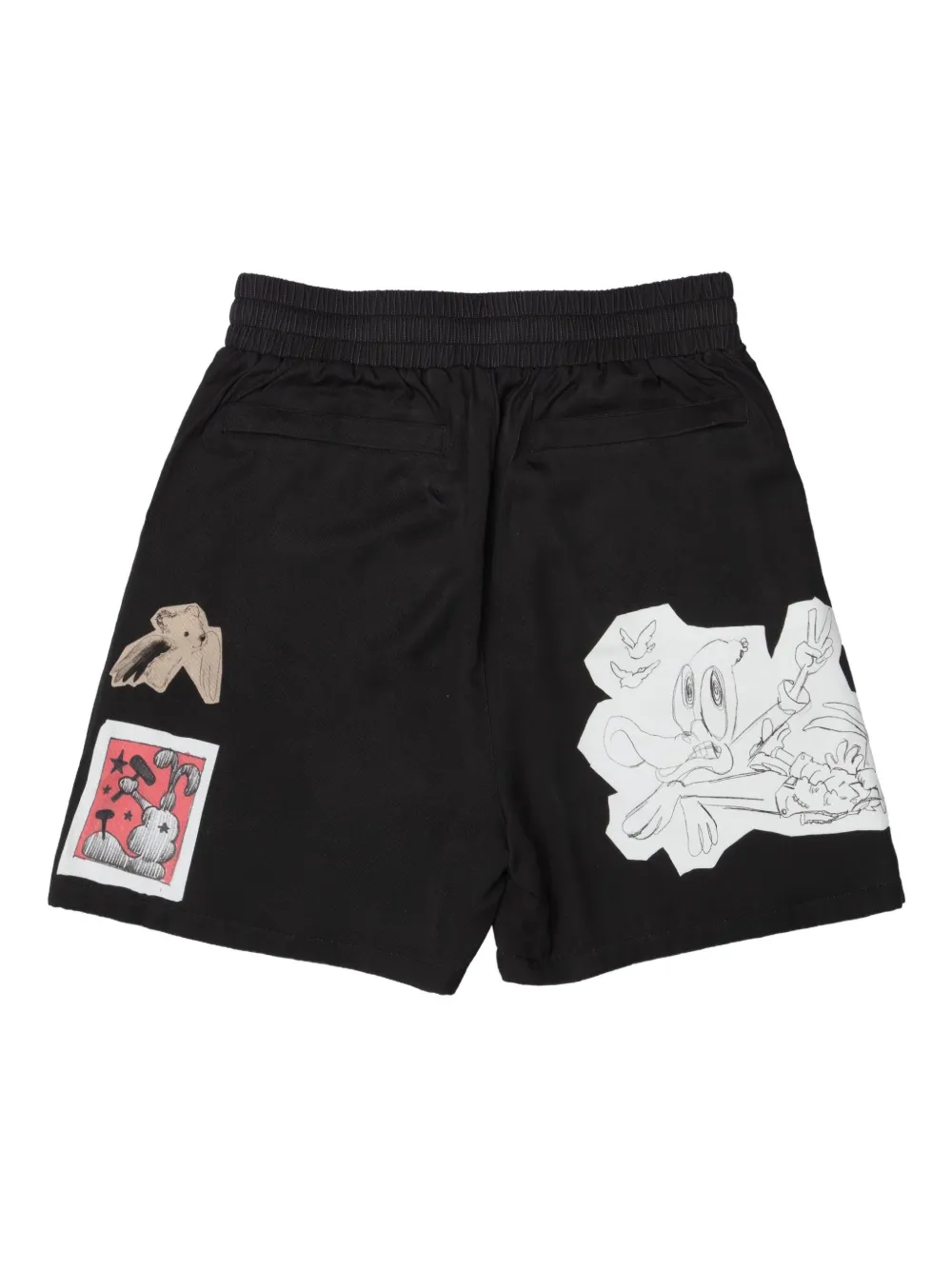 Domrebel Graphic-print Shorts In Black