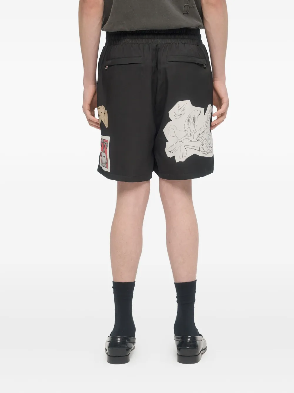 Domrebel Graphic-print Shorts In Black