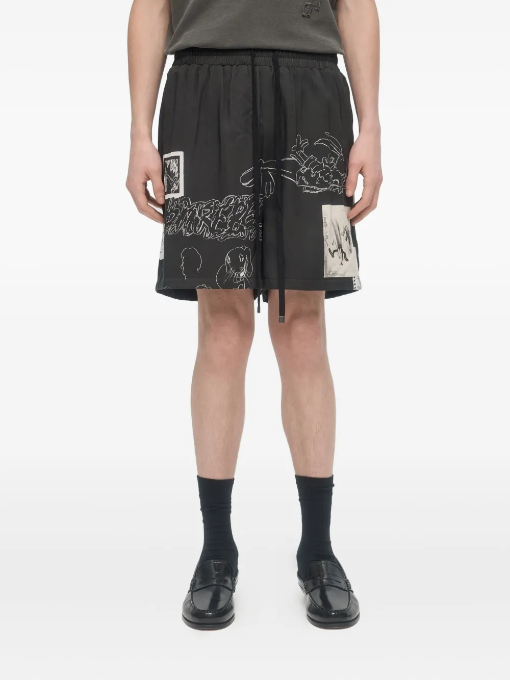 DOMREBEL Shorts met grafische print - Zwart