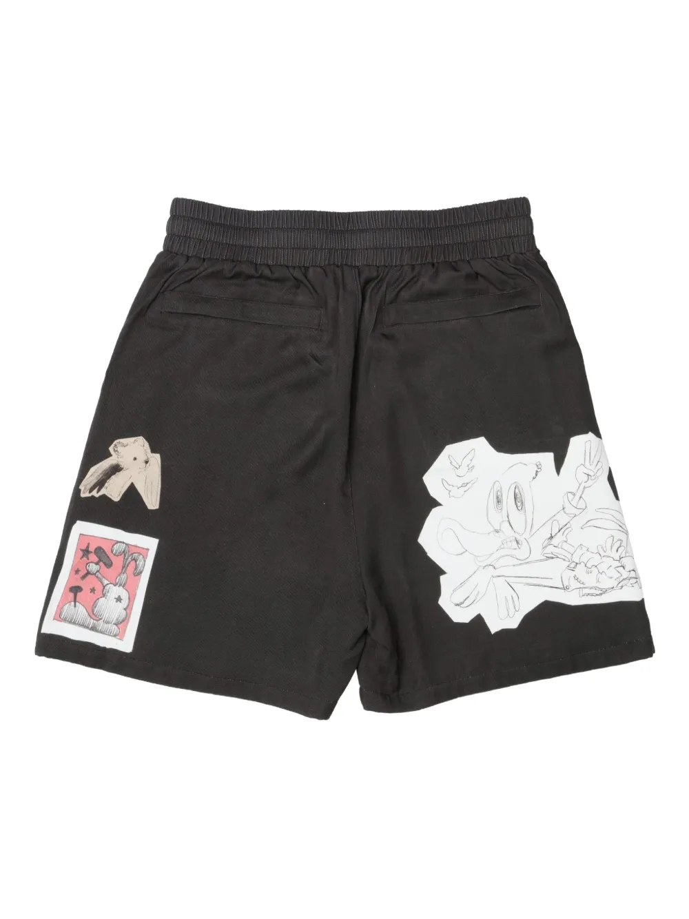 DOMREBEL Shorts met grafische print Zwart